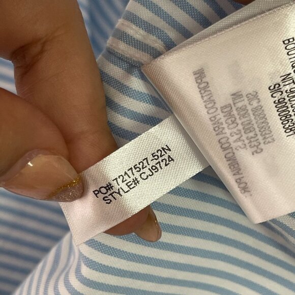 NWT Lacoste Kids' White Blue Striped Print Oxford Cotton Shirt Size 14 Years - Picture 6 of 8